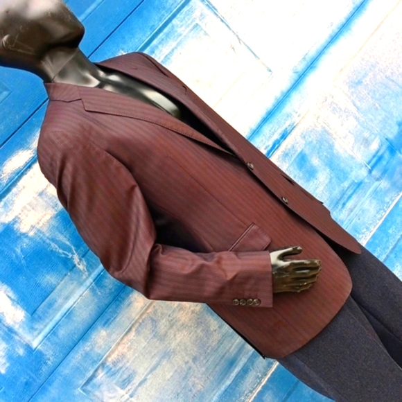 SAKS 5th Avenue Black Slim Fit Dual Stripe Blazer w/ (Ermeneglido Zenga Fabric) - Picture 5 of 17